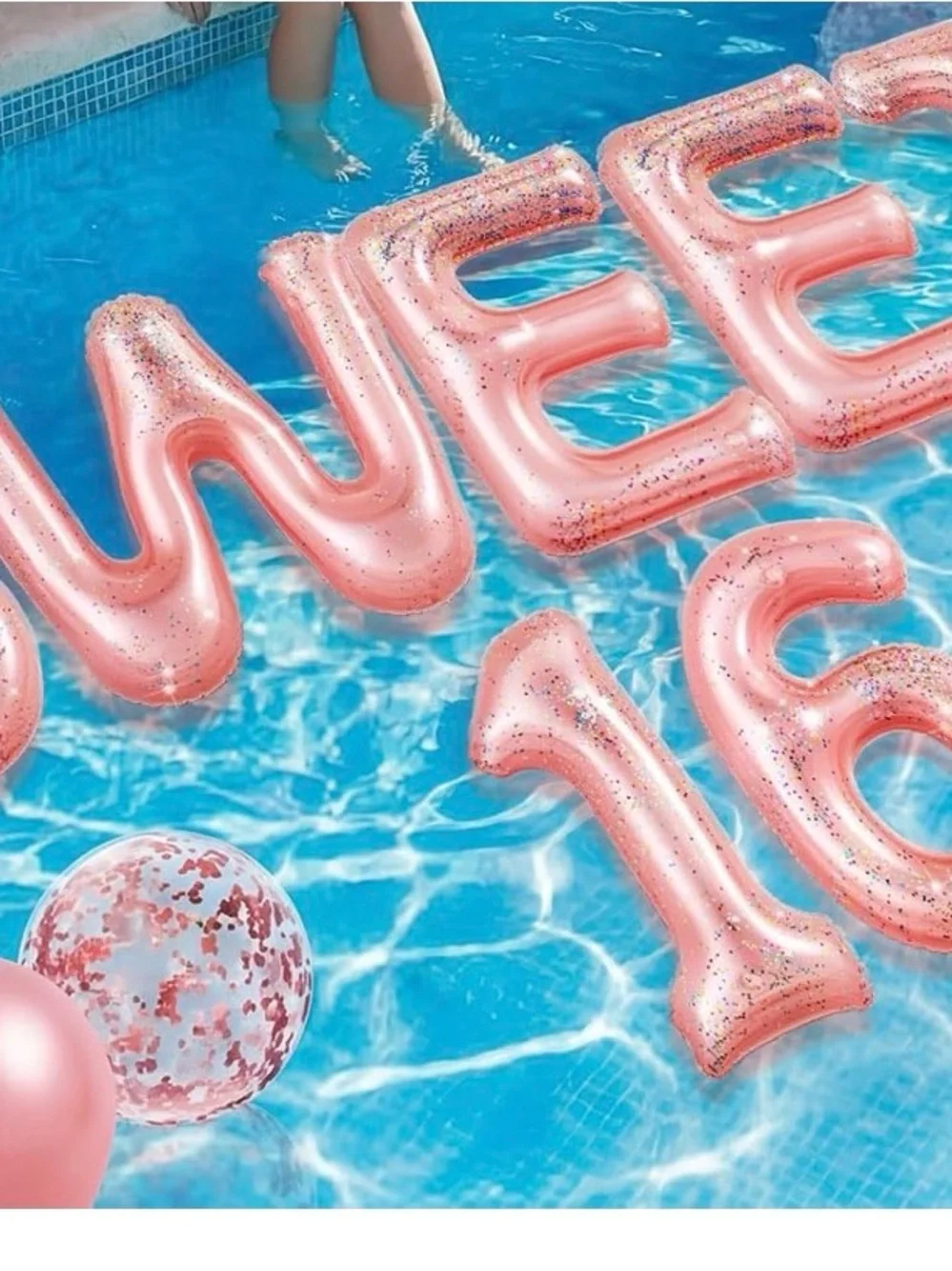 Rose Gold 'Sweet 16' Inflatable Pool Float Letters - Unbranded